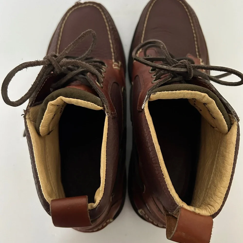 L.L. Bean Eastport Chukka Boots Men 10 D Brown Leather Lug Sole Moc Toe 244479